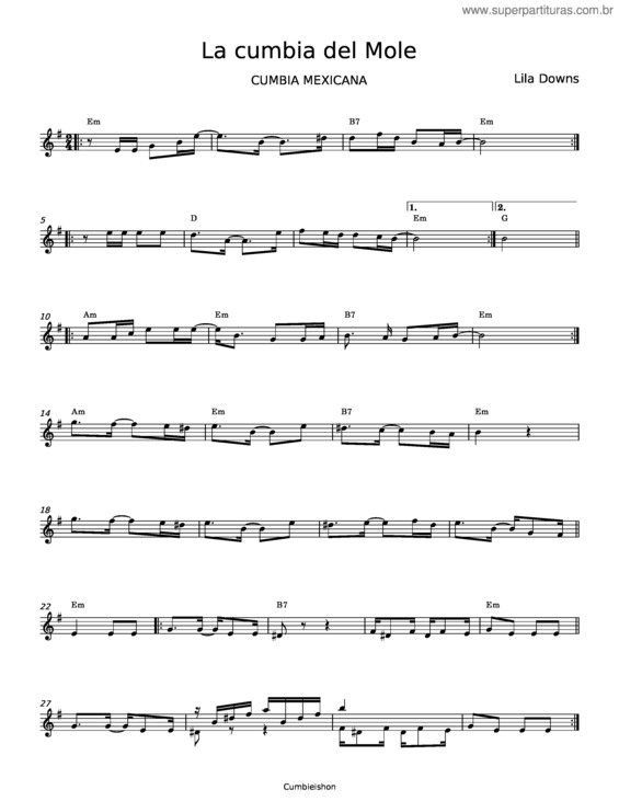 Partitura da música La Cumbia Del Mole – Lila Downs