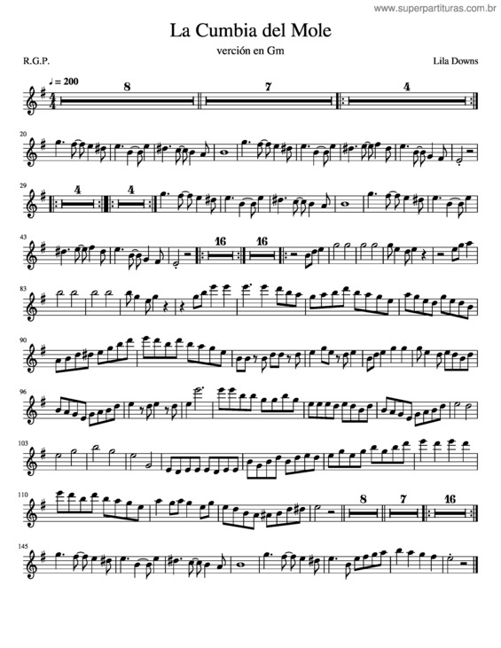 Partitura da música La Cumbia Del Mole