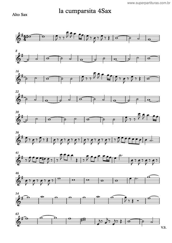 Partitura da música La Cumparsita 4Sax v.2