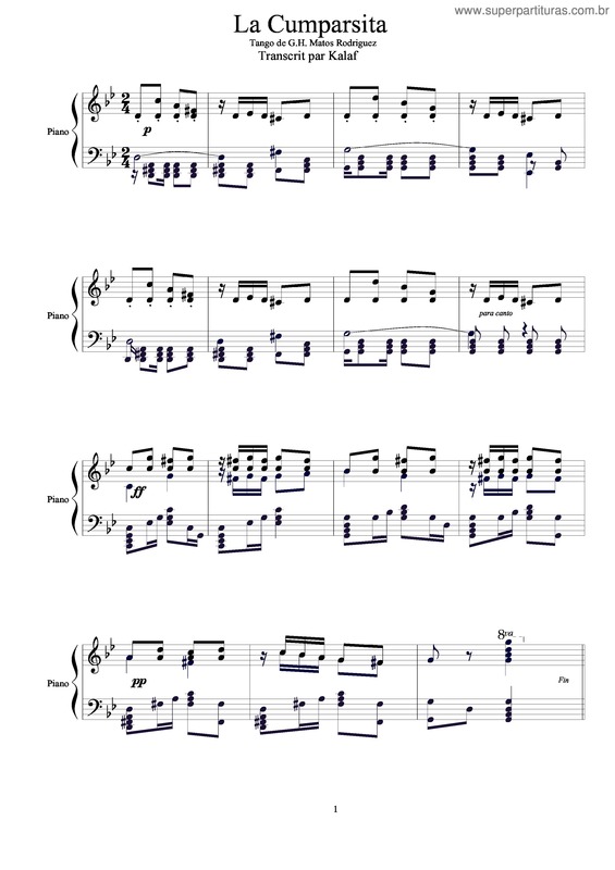 Partitura da música La Cumparsita v.11