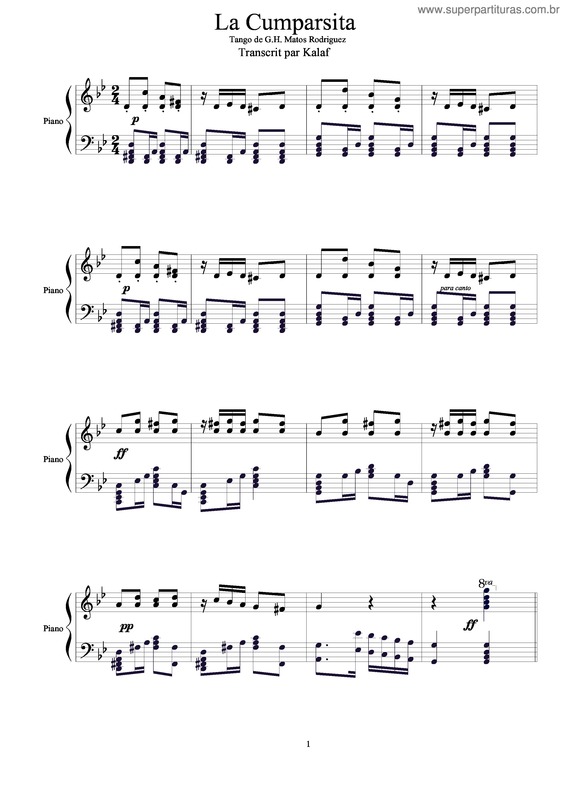 Partitura da música La Cumparsita v.12