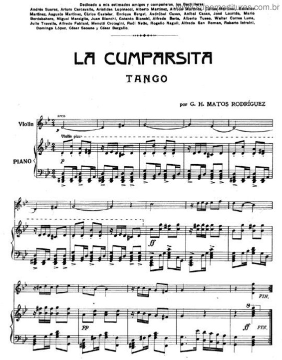 Partitura da música La Cumparsita v.14