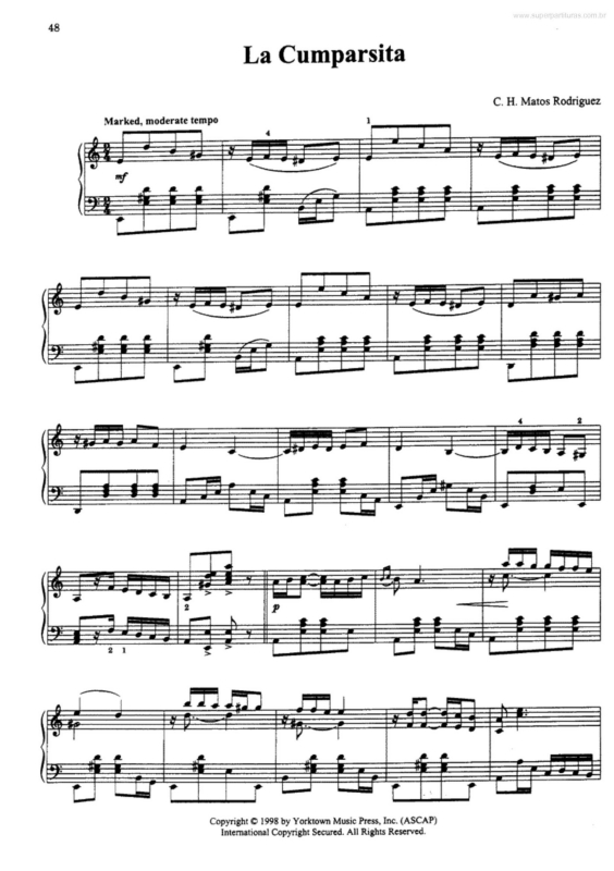 Partitura da música La Cumparsita v.2