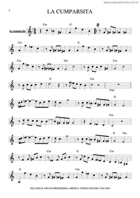 Partitura da música La Cumparsita v.4