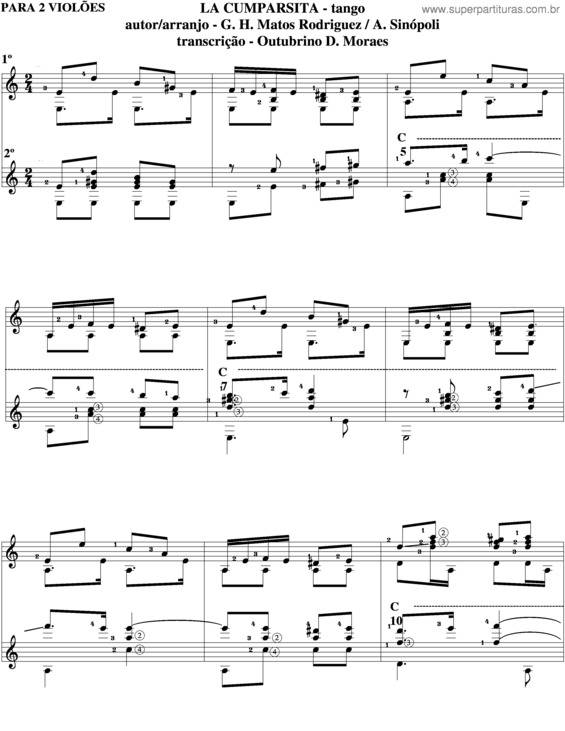 Partitura da música La Cumparsita v.5