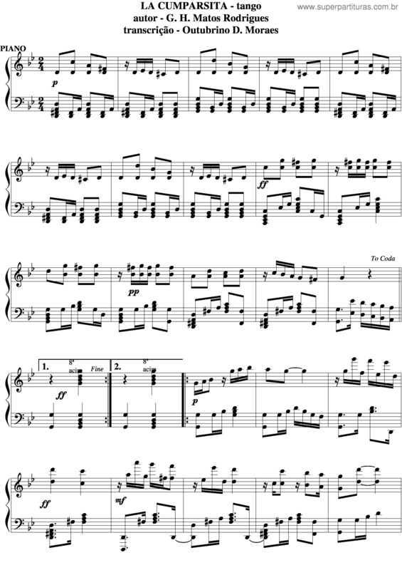 Partitura da música La Cumparsita v.7