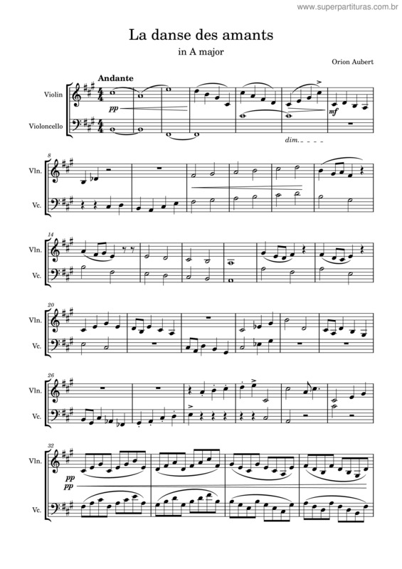 Partitura da música La Danse Des Amants