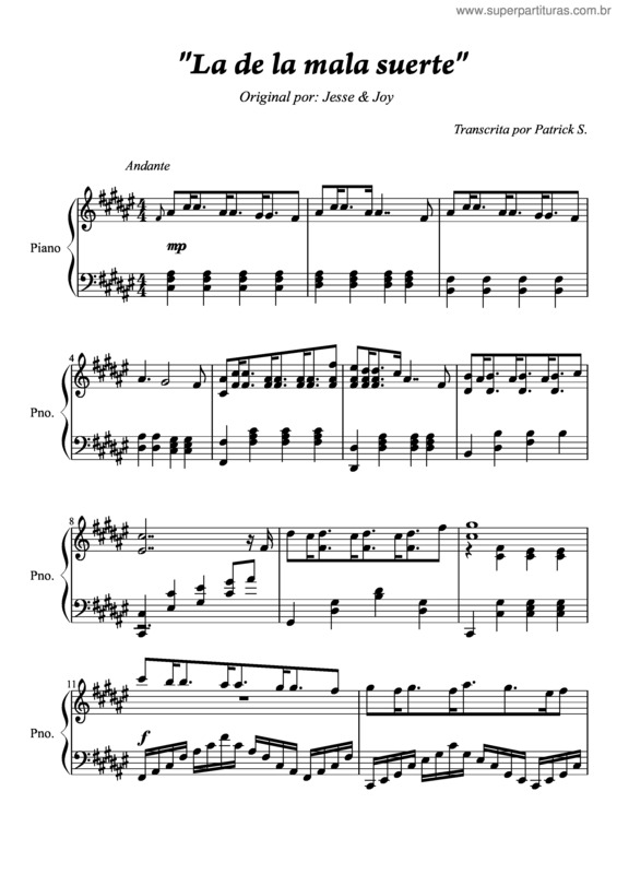 Partitura da música La De La Mala Suerte