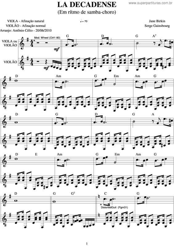 Partitura da música La Decadense v.2