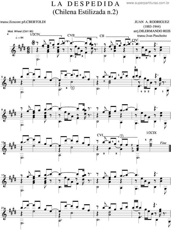 Partitura da música La Despedida 