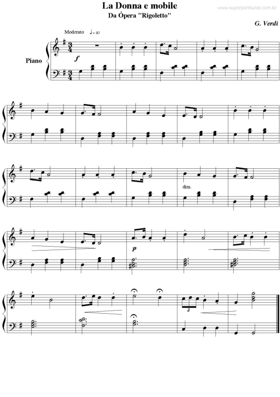 Partitura da música La Donna E Mobile (Rigoletto)