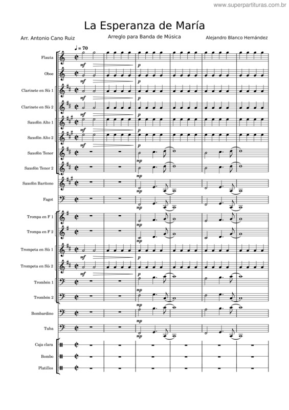Partitura da música La Esperanza De María – Alejandro Blanco Hernández