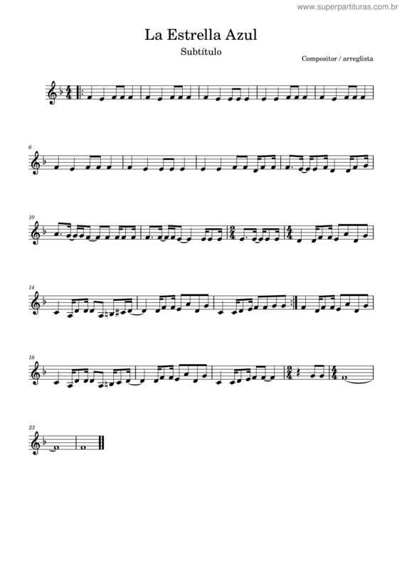 Partitura da música La Estrella Azul Contralto