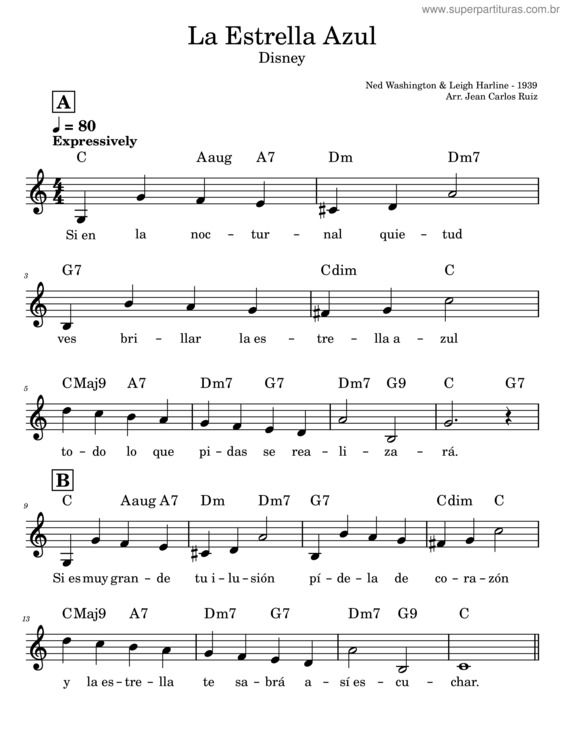 Partitura da música La Estrella Azul v.2
