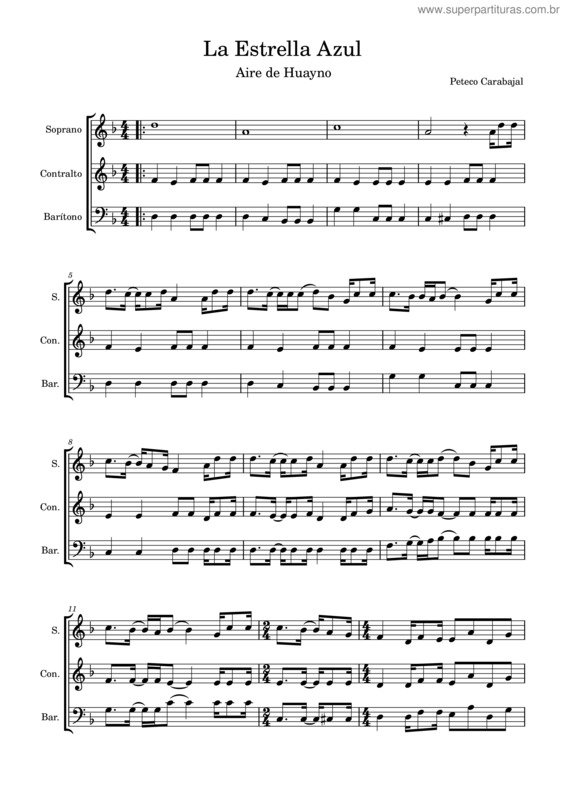 Partitura da música La Estrella Azul