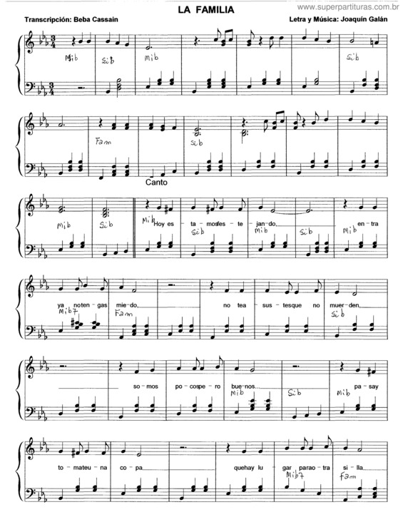 Partitura da música La Familia v.2