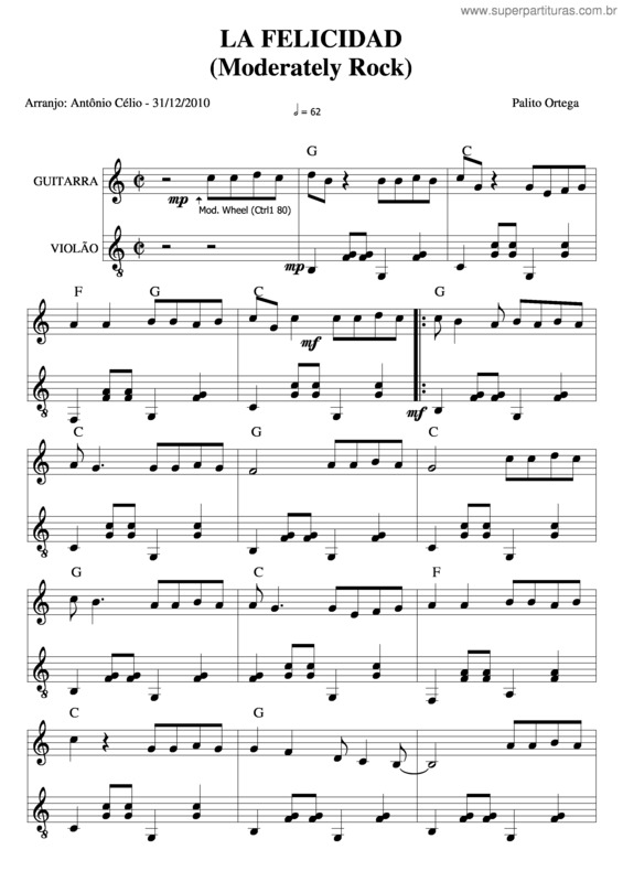 Partitura da música La Felicidad v.2