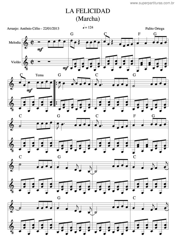 Partitura da música La Felicidad v.3