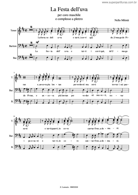 Partitura da música La Festa Dell`Uva