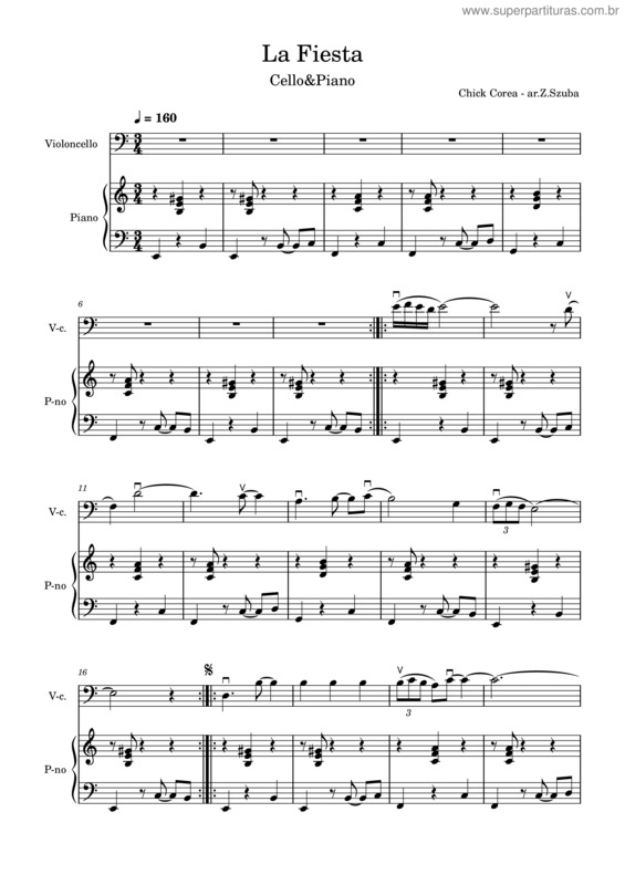 Partitura da música La Fiesta – Chick Corea La Fiesta