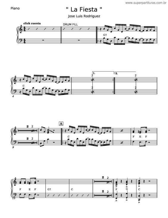 Partitura da música La Fiesta – José Luis Rodríguez