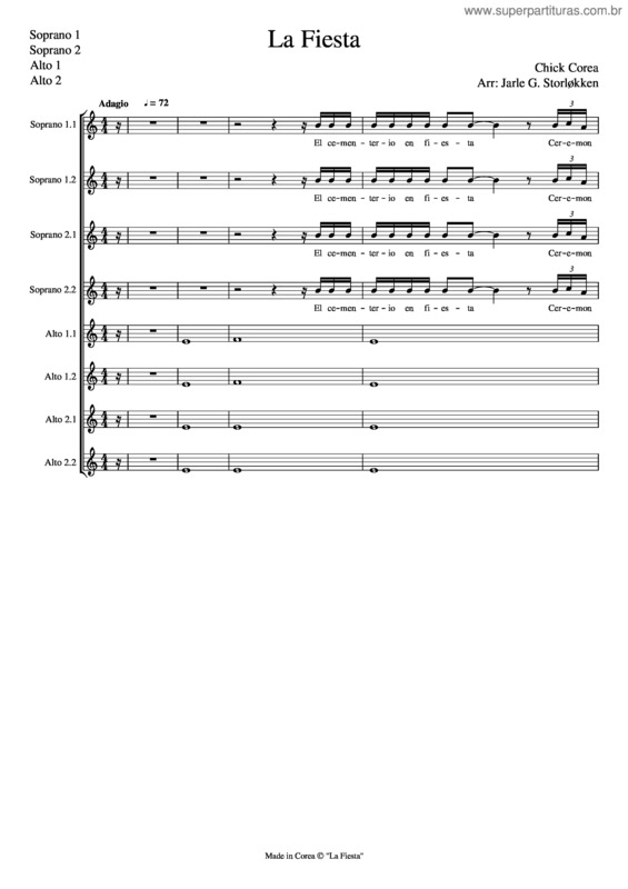 Partitura da música La Fiesta 8 Voices