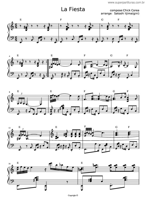 Partitura da música La Fiesta Piano