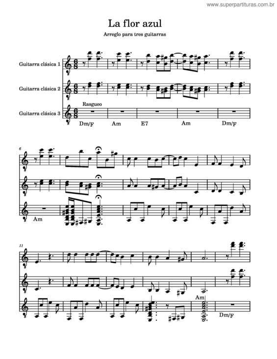 Partitura da música La Flor Azul Terminado