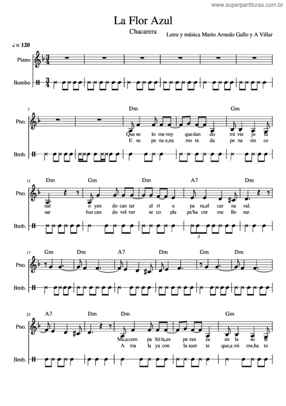 Partitura da música La Flor Azul