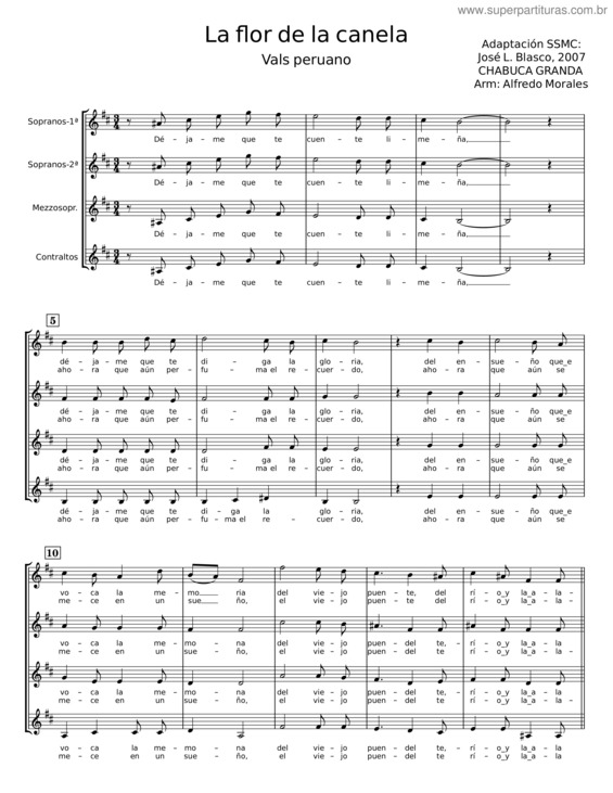 Partitura da música La Flor De La Canela – Chabuca Granda v.5
