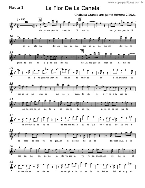 Partitura da música La Flor De La Canela – Chabuca Granda
