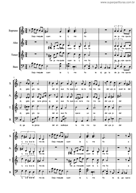 Partitura da música La Flor De La Canela – Satb