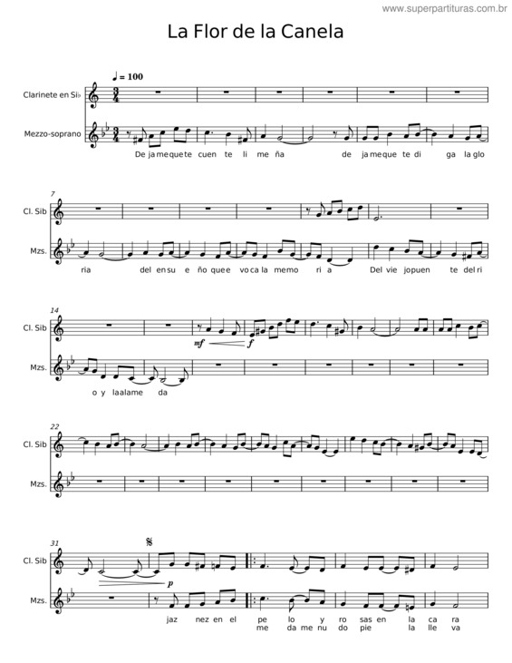 Partitura da música La Flor De La Canela v.2