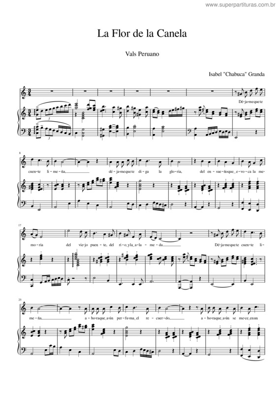 Partitura da música La Flor De La Canela