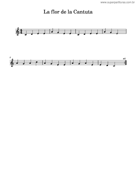 Partitura da música La Flor De La Cantuta. – Canciones Populares Partitura: La Flor De La Cantuta.