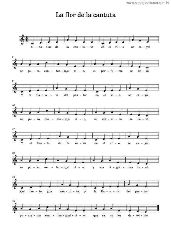 Partitura da música La Flor De La Cantuta Letra