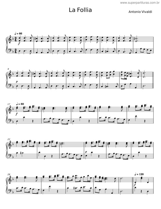 Partitura da música La Follia From Sonata Op.1 No 12/Rv 63 – Antonio Vivaldi v.11