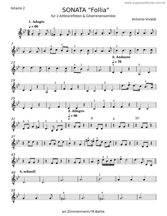Partitura da música La Follia From Sonata Op.1 No 12/Rv 63 – Antonio Vivaldi v.13