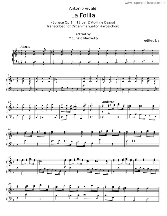 Partitura da música La Follia From Sonata Op.1 No 12/Rv 63 – Antonio Vivaldi v.4
