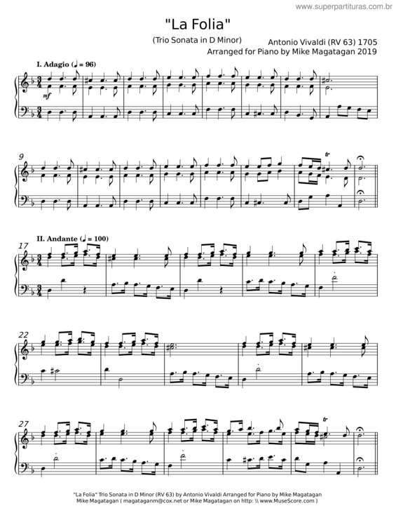 Partitura da música La Follia From Sonata Op.1 No 12/Rv 63 – Antonio Vivaldi v.6