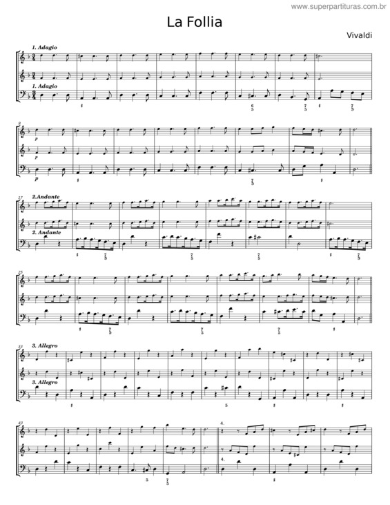 Partitura da música La Follia From Sonata Op.1 No 12/Rv 63 – Antonio Vivaldi v.8