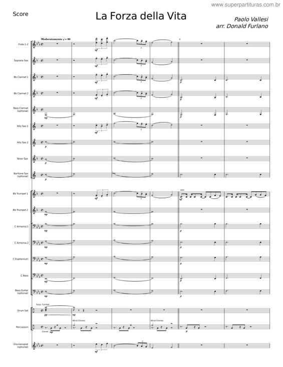 Partitura da música La Forza Della Vita – Paolo Vallesi