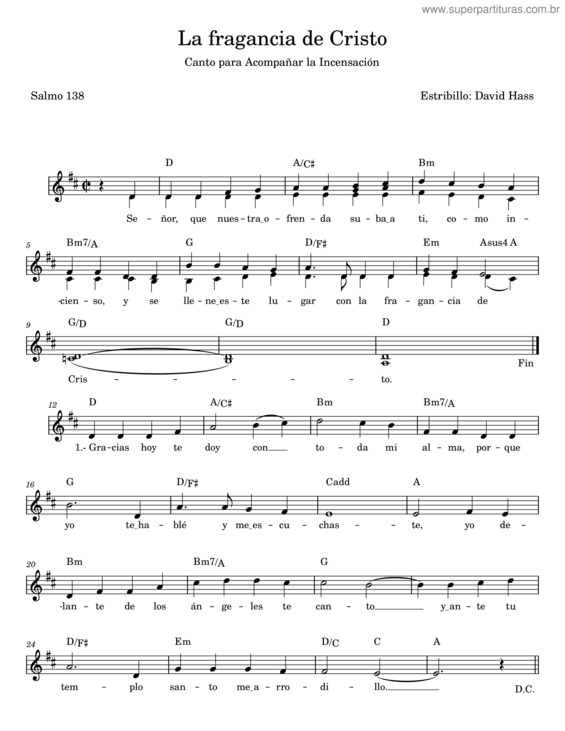 Partitura da música La Fragancia De Cristo – David Hass
