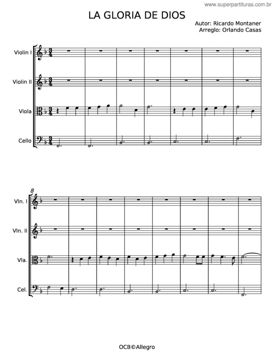Partitura da música La Gloria De Dios – Ricardo Montaner v.2