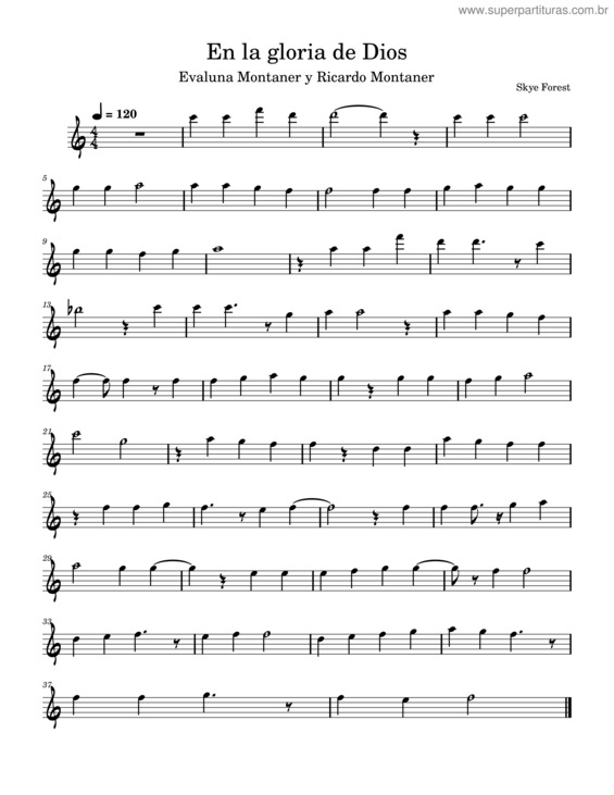 Partitura da música La Gloria De Dios – Ricardo Montaner