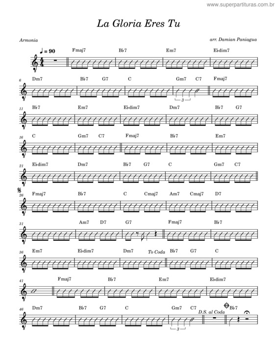 Partitura da música La Gloria Eres Tu  – Mariachi Vargas Armonia En Do