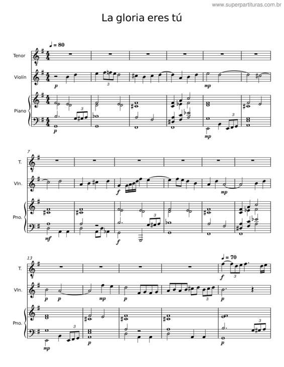 Partitura da música La Gloria Eres Tú v.5