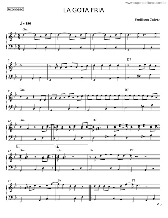 Partitura da música La Gota Fria v.4