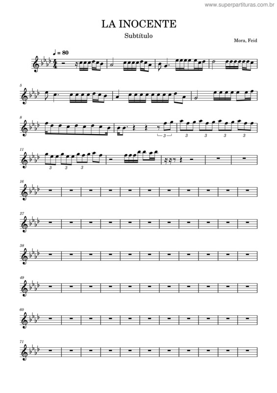 Partitura da música La Inocente