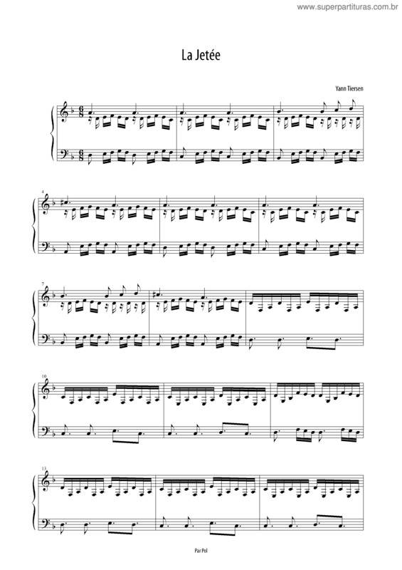 Partitura da música La Jetee v.2